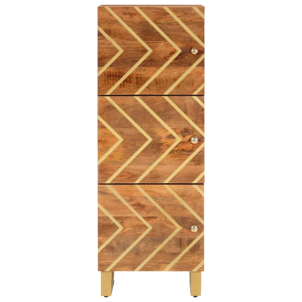 Highboard Braun und Schwarz 40x33,5x110 cm Massivholz Mango